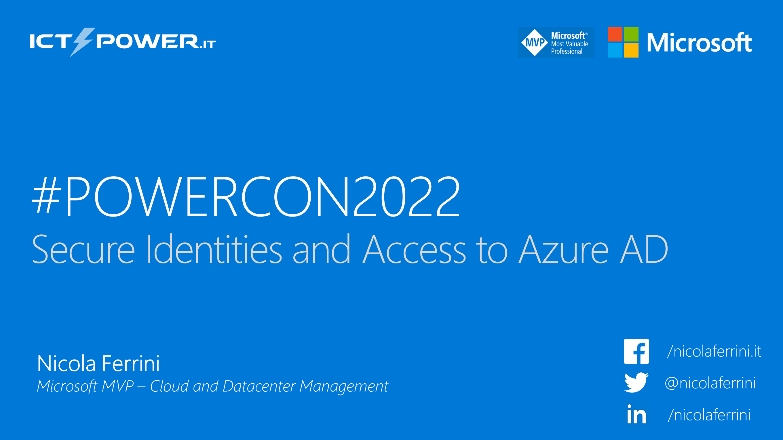 Nicola Ferrini – Secure Identities and Access to Azure AD