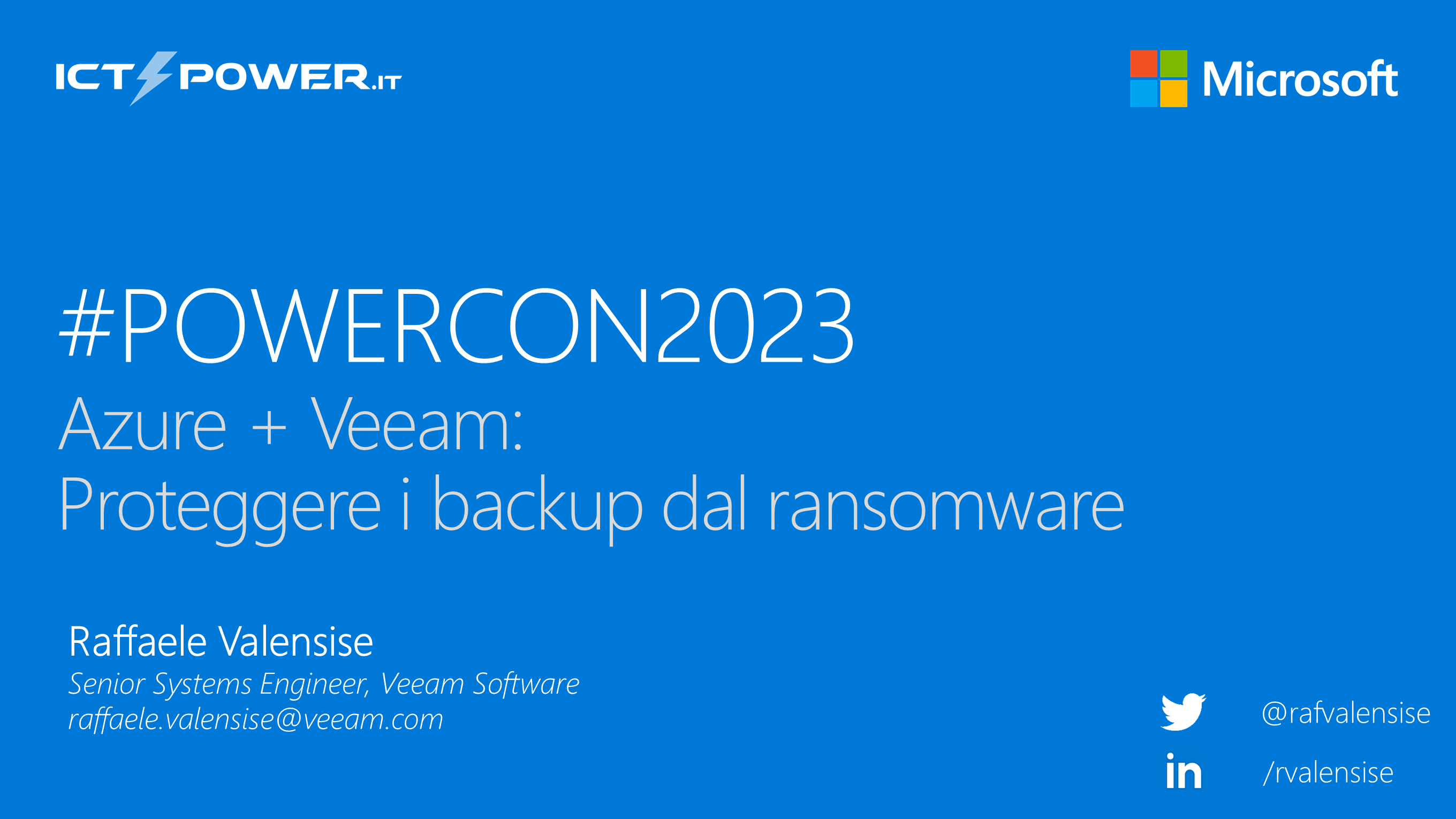 Raffaele Valensise – Azure + Veeam: Proteggere i backup dal ransomware
