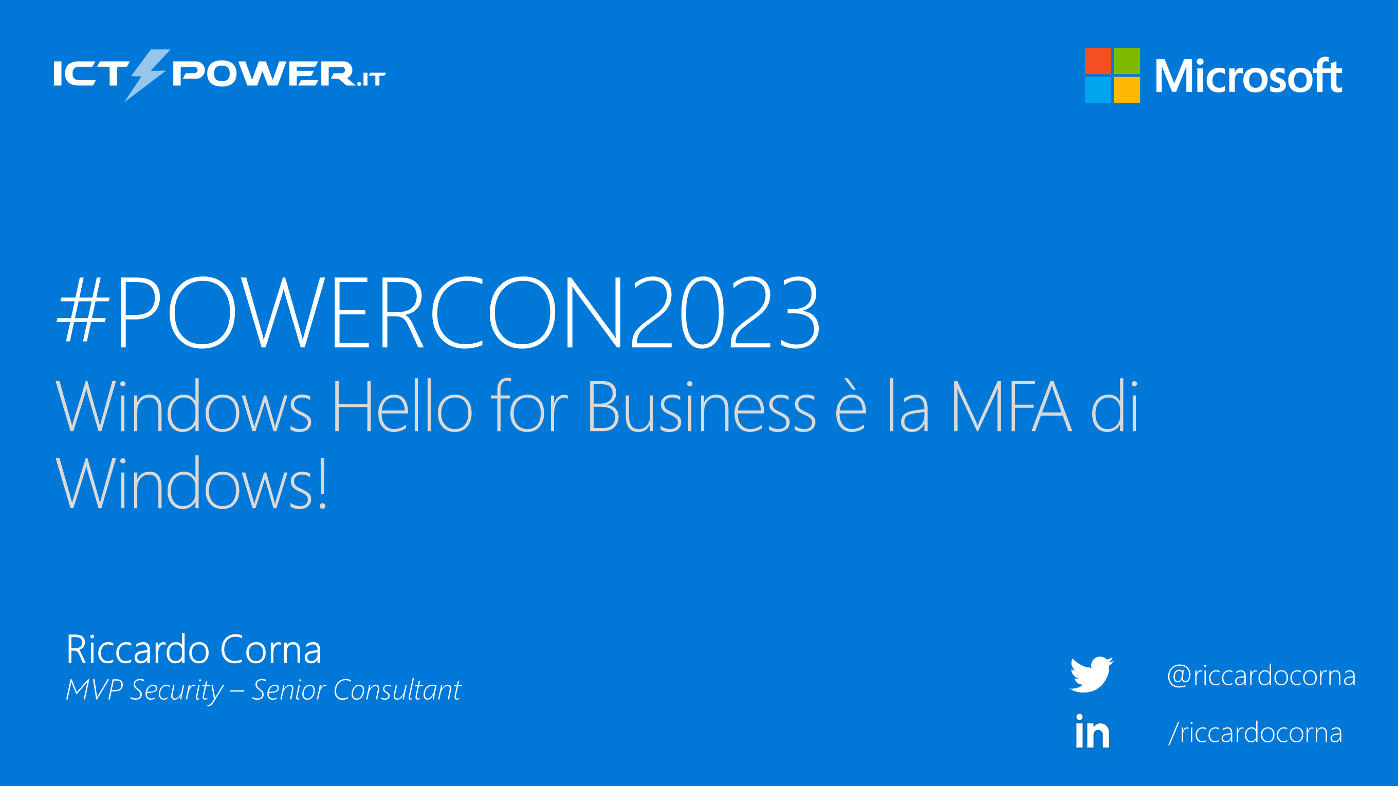 Riccardo Corna – Windows Hello for Business è la MFA di Windows!