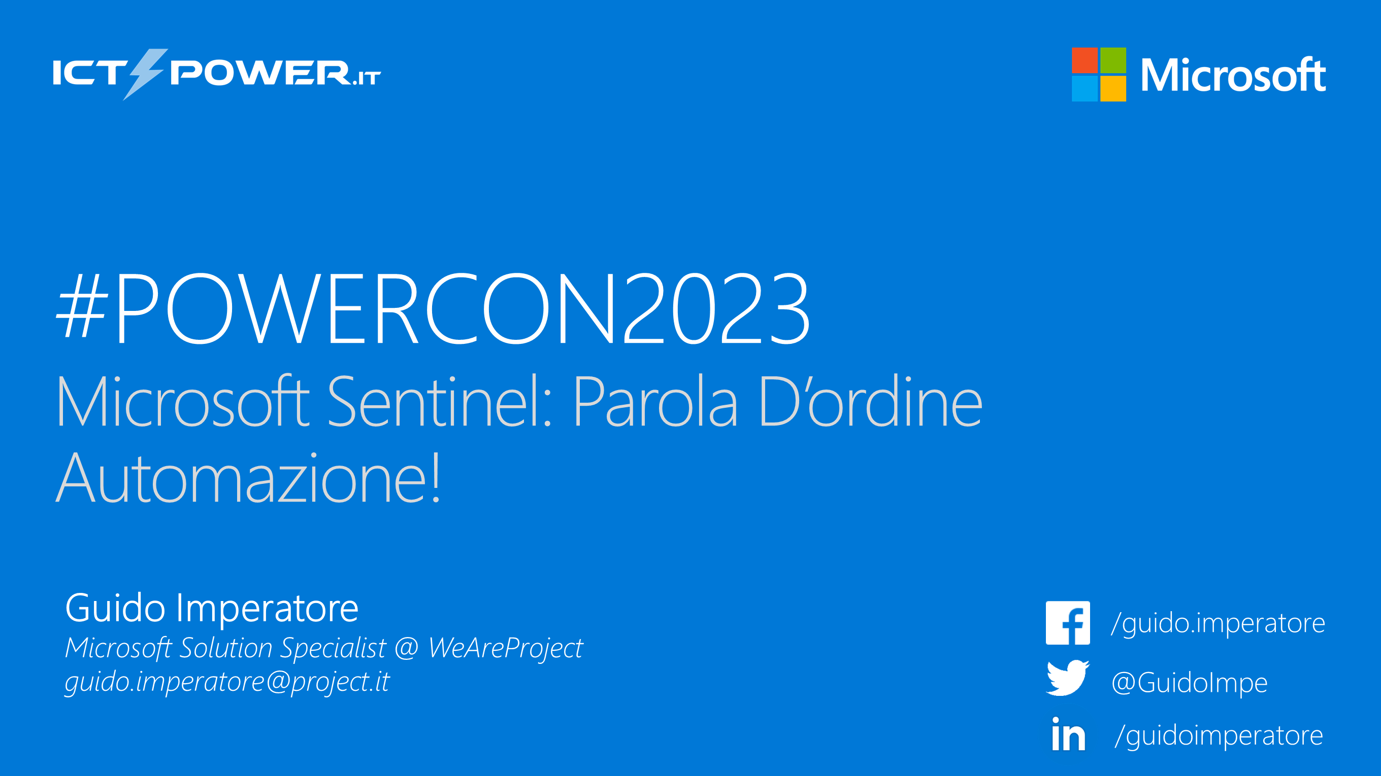 Guido Imperatore – Microsoft Sentinel: Parola d’ordine Automazione