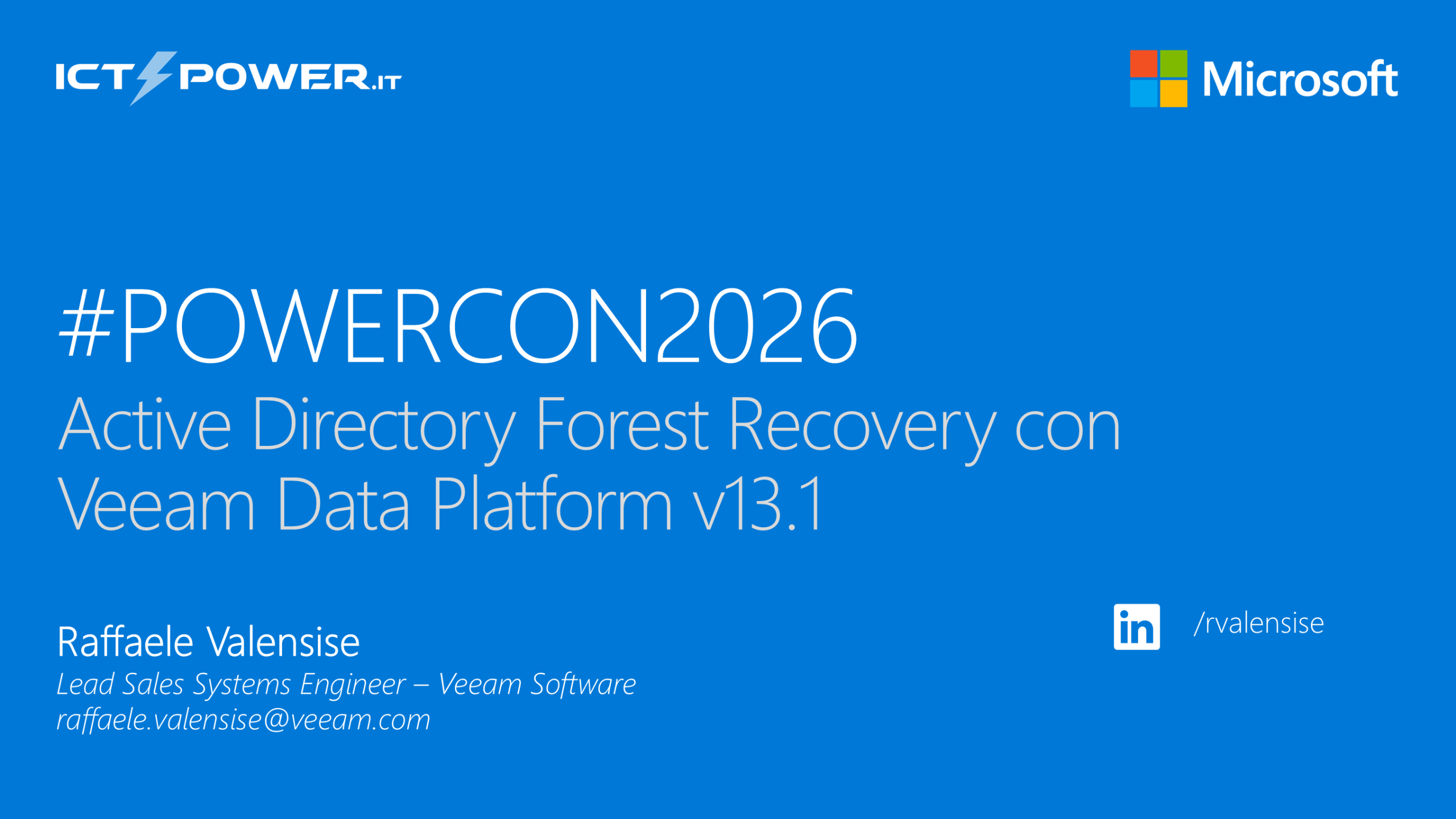 Active Directory Forest Recovery con Veeam Data Platform v13.1 | Raffaele Valensise – Veeam Systems Engineer